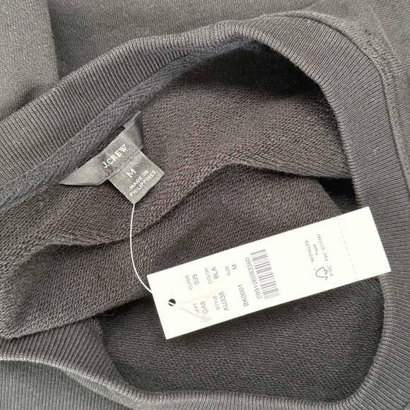 J.CREW Cropped Sweatshirt Love. Graphic Long Sleeve White Print on Black (M) - Picture 5 of 7